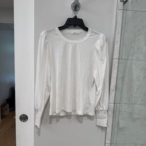 ALC white long puffy sleeve T-Shirt elastic smocked cuffs Medium